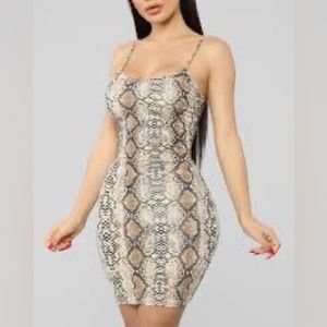 Snake print body con dress